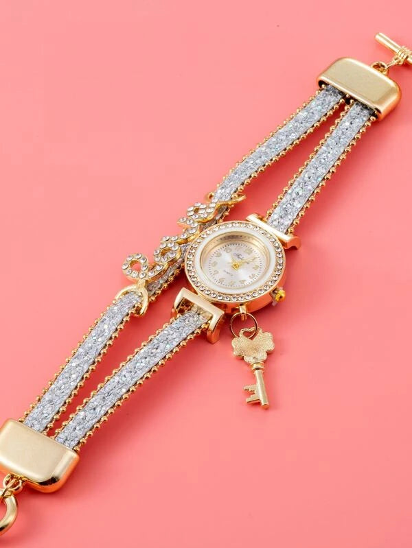 Rhinestone Decor Wrap Quartz Watch