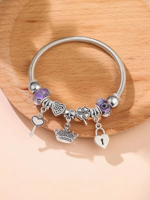 Lock & Key Charm Bangle