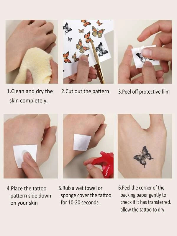 1sheet Butterfly Print Tattoo Sticker