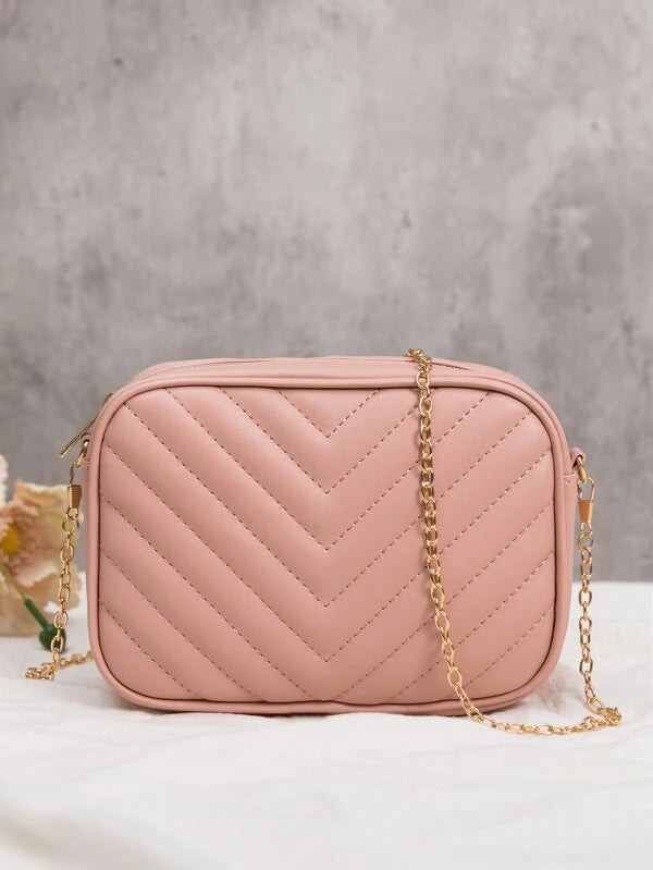 Mini Chevron Chain Crossbody Bag