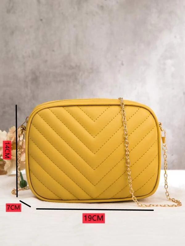 Mini Chevron Chain Crossbody Bag