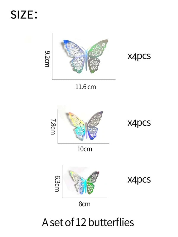 12pcs Hollow Butterfly Sticker