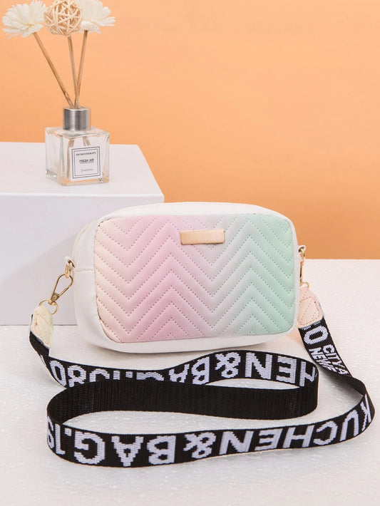 Mini Ombre Chevron Letter Graphic Square Bag