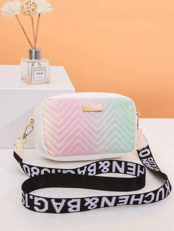 Mini Ombre Chevron Letter Graphic Square Bag 675