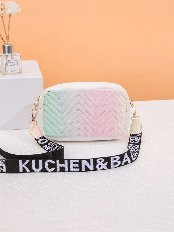 Mini Ombre Chevron Letter Graphic Square Bag 675