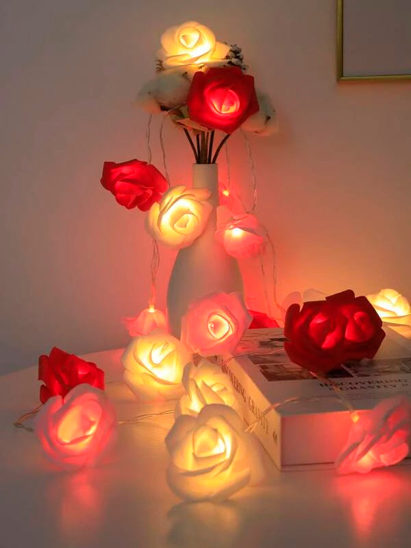 1pc 10/20 Led 1.5/3m Rose Bulb String Light, Valentine's Day Romantic Decorative String Light For Home Decor