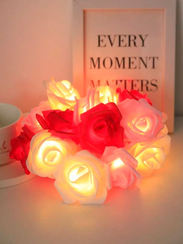 1pc 10/20 Led 1.5/3m Rose Bulb String Light, Valentine's Day Romantic Decorative String Light For Home Decor