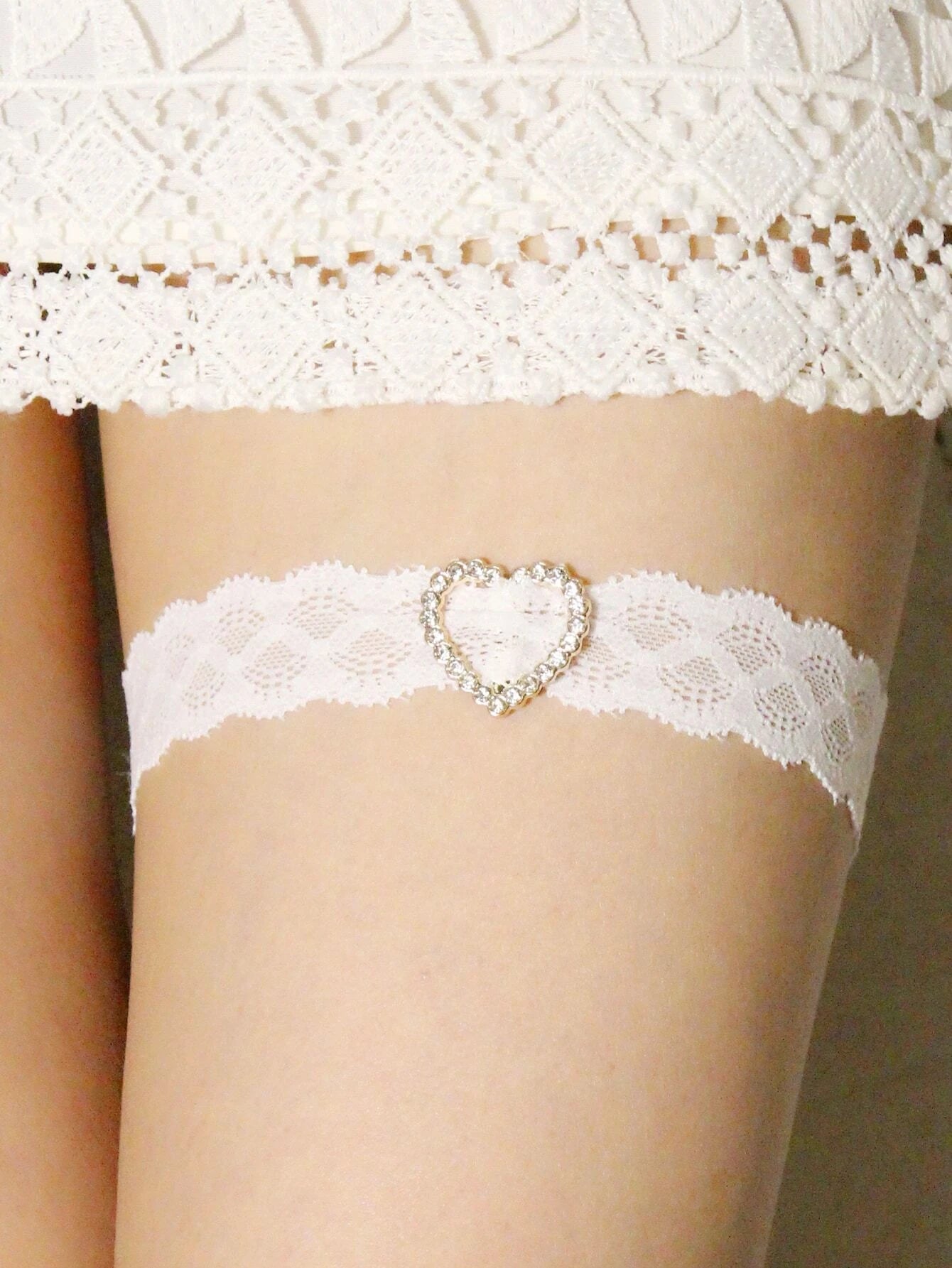 Rhinestone & Heart Decor Bridal Garter