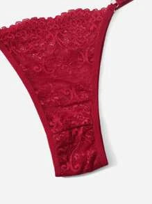 Floral Lace Thong Lingerie Set