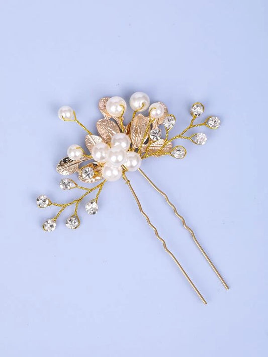 Faux Pearl & Rhinestone Decor Bridal Hair Pin