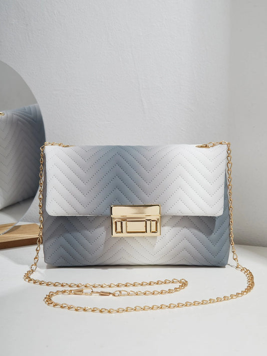 Ombre Chevron Chain Flap négyzetes táska