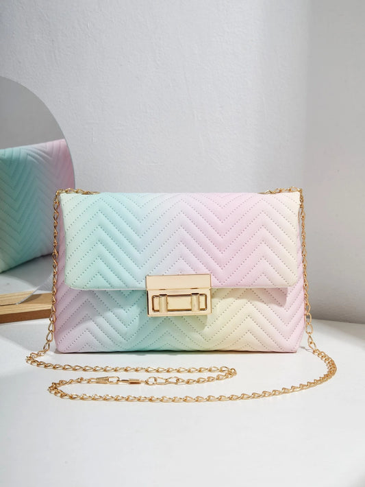 Ombre Chevron Chain Flap négyzetes táska