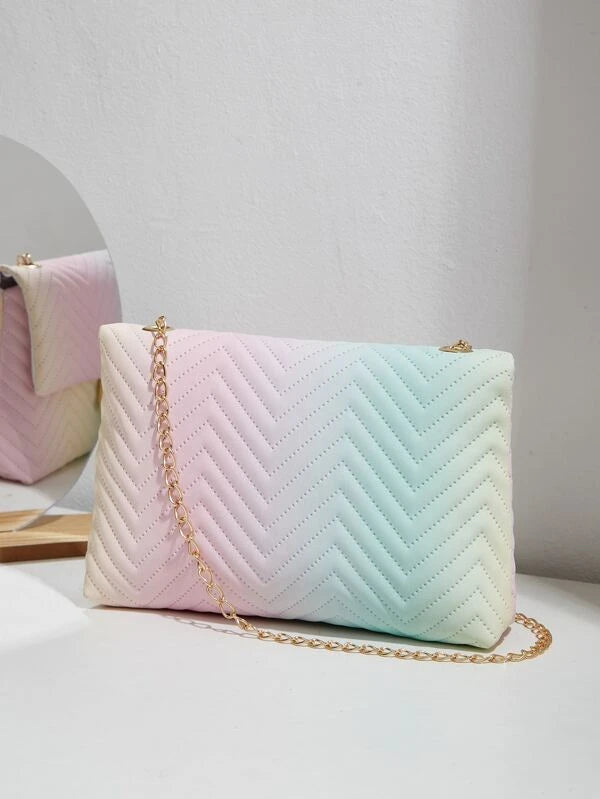 Ombre Chevron Chain Flap négyzetes táska