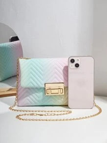 Ombre Chevron Chain Flap négyzetes táska