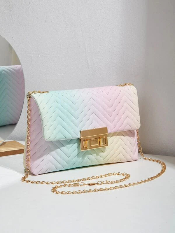 Ombre Chevron Chain Flap négyzetes táska