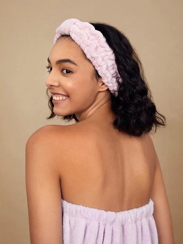 Microfiber Spa Makeup Headband Coral Fleece