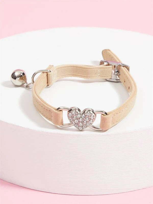 Rhinestone Heart Decor Pet Collar BEIGE/ RED /GREY/ BLACK / PINK / PURPLE