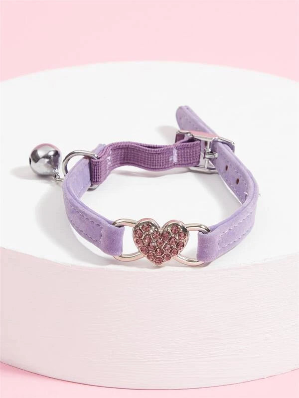 Rhinestone Heart Decor Pet Collar BEIGE/ RED /GREY/ BLACK / PINK / PURPLE
