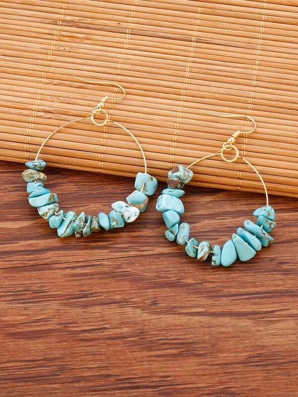 EMERY ROSE Stone Decor Circle Drop Earrings