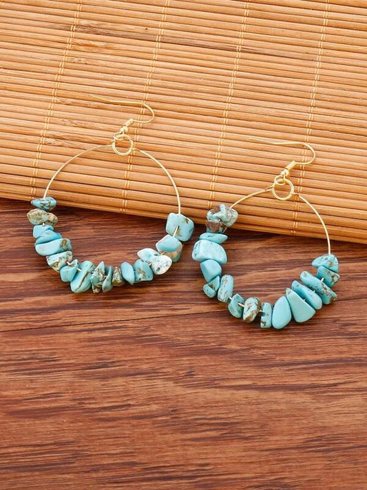 EMERY ROSE Stone Decor Circle Drop Earrings