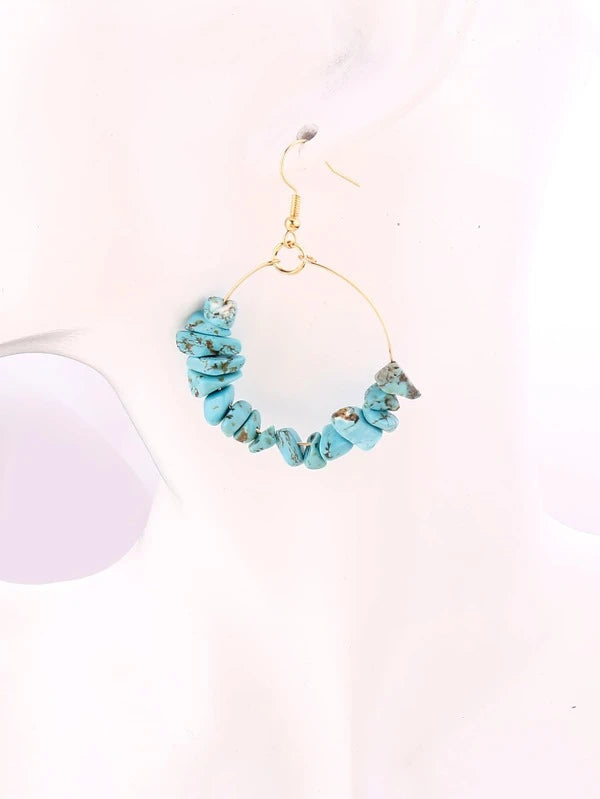 EMERY ROSE Stone Decor Circle Drop Earrings