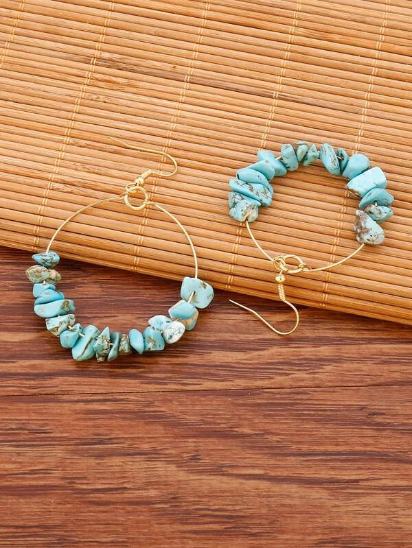 EMERY ROSE Stone Decor Circle Drop Earrings