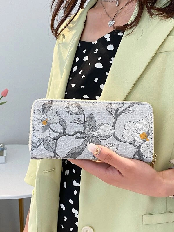 Floral Pattern Long Wallet