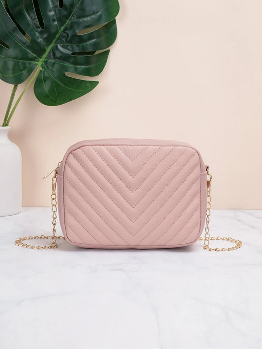 Mini Chevron dombornyomott Crossbody lánctáska