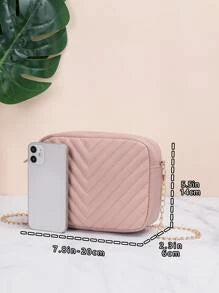 Mini Chevron dombornyomott Crossbody lánctáska