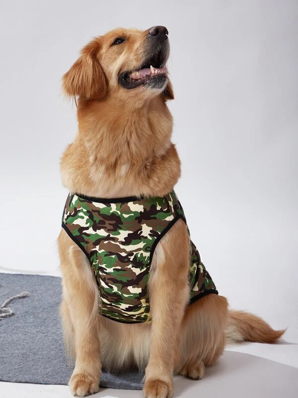 1pc Camo Print Pet Tank (XL-6XL)