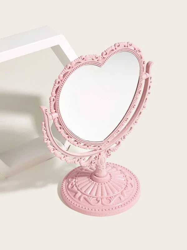 Desktop Mirror, 1pc Vanity Cute Heart Shaped Detachable Double Sided Glass Makeup Mirror For Dresser, Bathroom, Vanity & Countertop