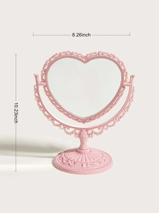 Desktop Mirror, 1pc Vanity Cute Heart Shaped Detachable Double Sided Glass Makeup Mirror For Dresser, Bathroom, Vanity & Countertop