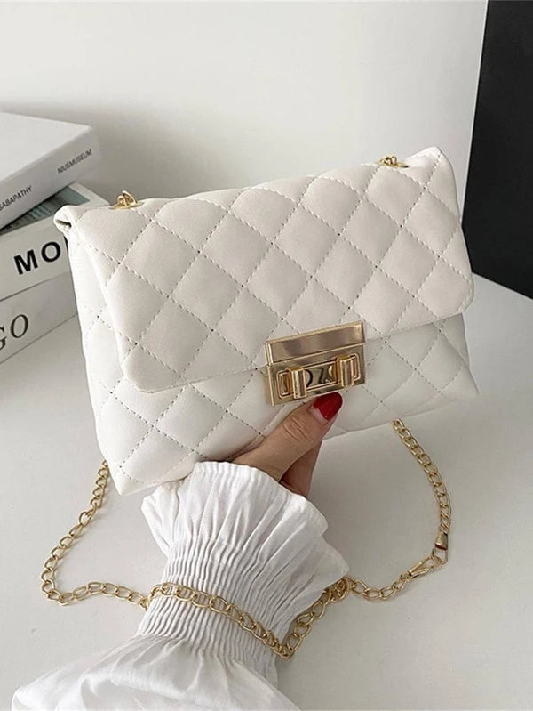 Mini Metal Decor Quilted Flap Square Bag