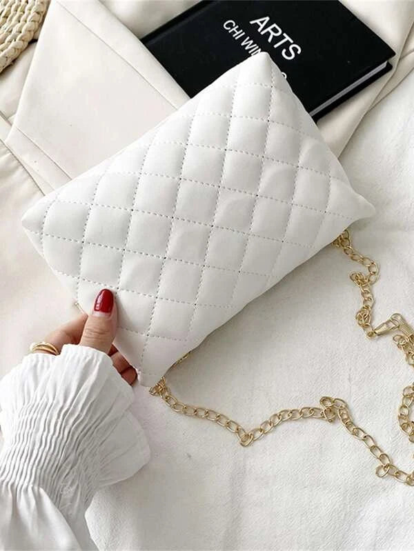 Mini Metal Decor Quilted Flap Square Bag