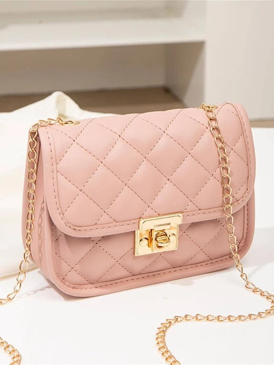 Mini Quilted Pattern Chain Square Bag