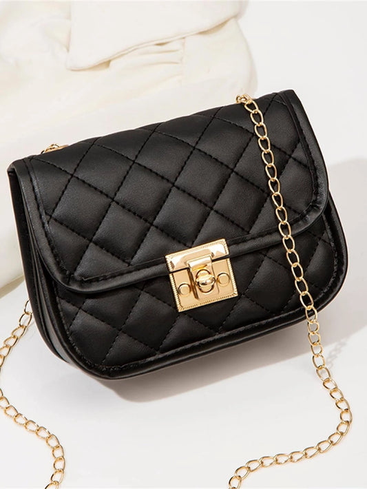 Mini Quilted Twist Lock Flap Chain Bag