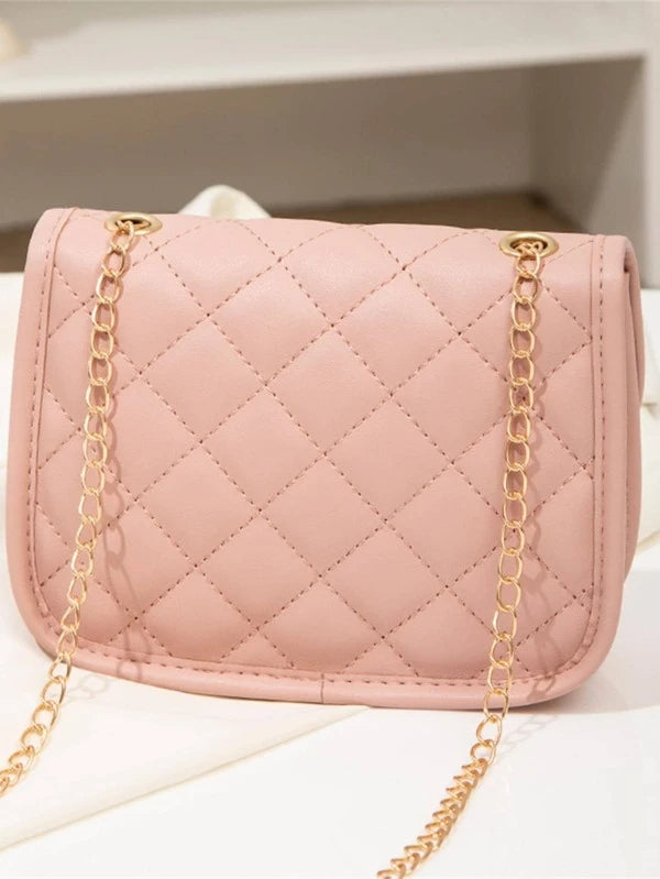 Mini Quilted Pattern Chain Square Bag