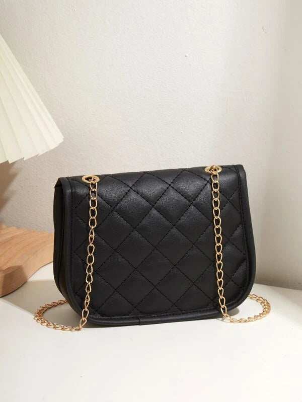 Mini Quilted Twist Lock Flap Chain Bag