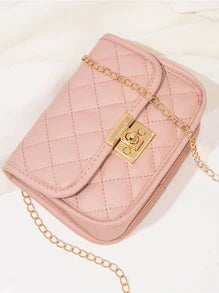 Mini Quilted Pattern Chain Square Bag