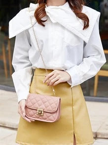 Mini Quilted Pattern Chain Square Bag