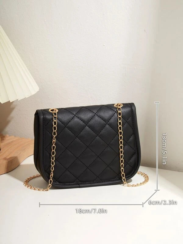 Mini Quilted Twist Lock Flap Chain Bag