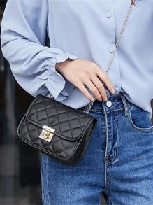 Mini Quilted Twist Lock Flap Chain Bag