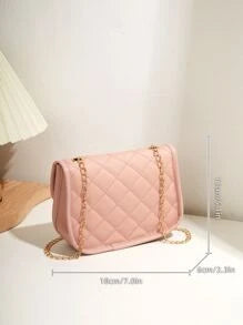 Mini Quilted Pattern Chain Square Bag