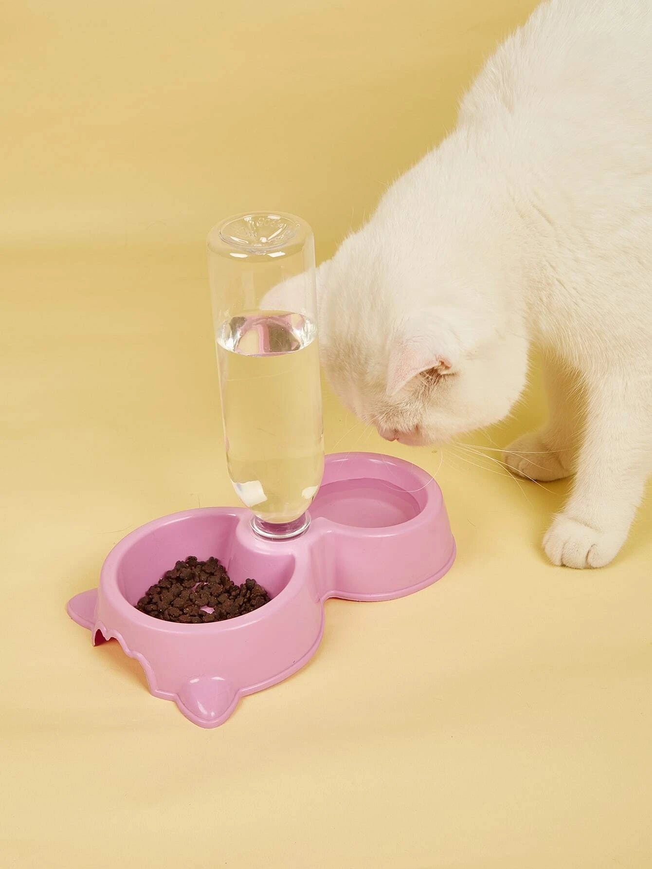 1pc Pet Bowl With Drinking Bottle For Cat And Dog For Drinking And Eating