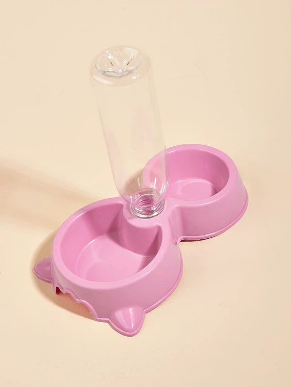 1pc Pet Bowl With Drinking Bottle For Cat And Dog For Drinking And Eating