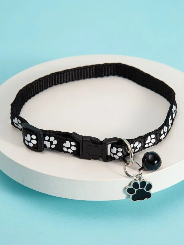 Paw Print Pet Collar GREY / BLACK / PINK / RED / GREEN