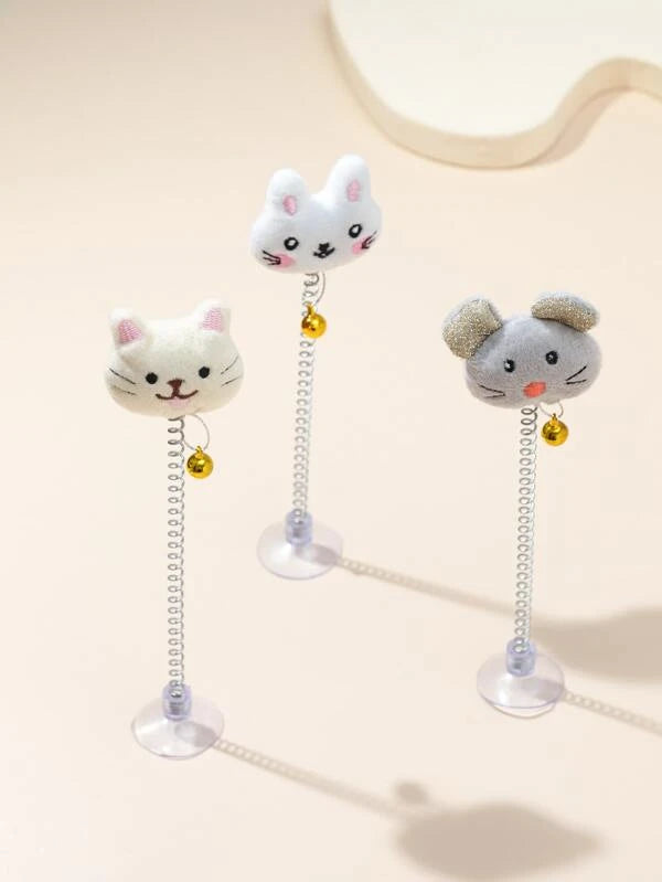 1pc Random Color Suction Cup Mouse & Rabbit Design Cat Teaser