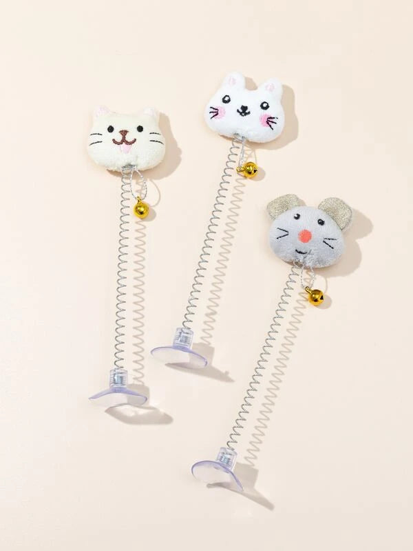 1pc Random Color Suction Cup Mouse & Rabbit Design Cat Teaser