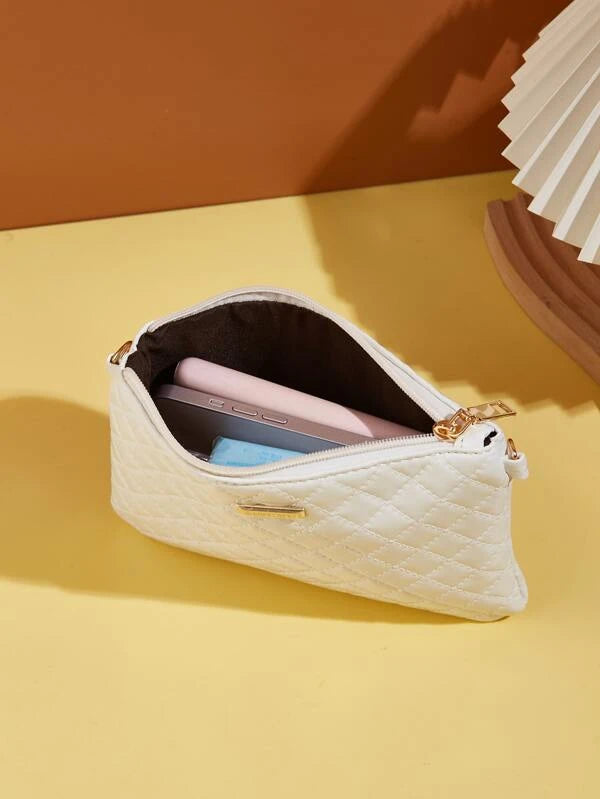 Quilted Embossed Crossbody Bag With Clutch Bag
