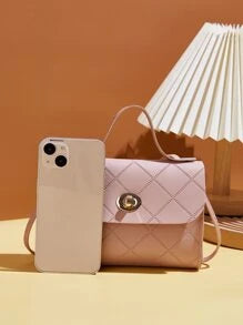 Mini Minimalist Embossed Twist Lock Satchel Bag